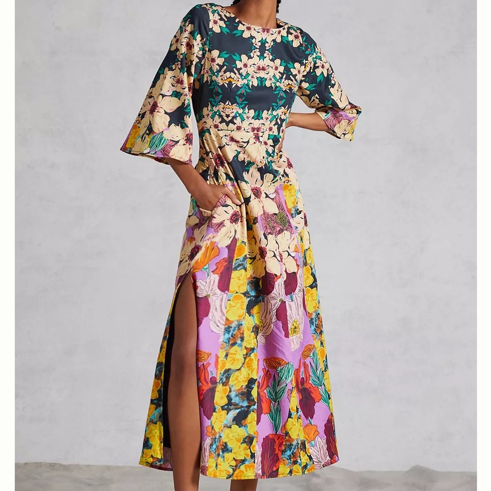 New ANTHROPOLOGIE by Roopa Pemmaraju Floral Maxi Dress boho Small